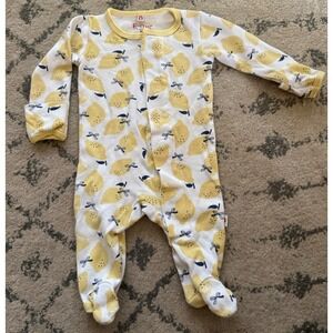 Magnetic Me 100% Cotton White Yellow Lemon Footie One-Piece Newborn 5-8 lb